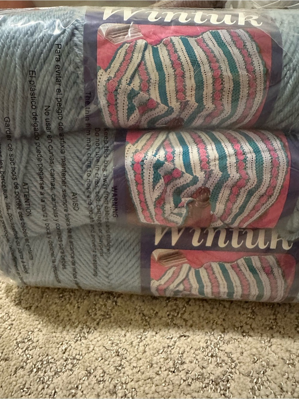 Vintage Caron Wintuk Yarn - Federal Blue, 3 Skeins Same Dye Lot